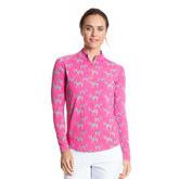 Sherbet Elephant Print Sun Protection Cooling Quarter Zip Pull Over